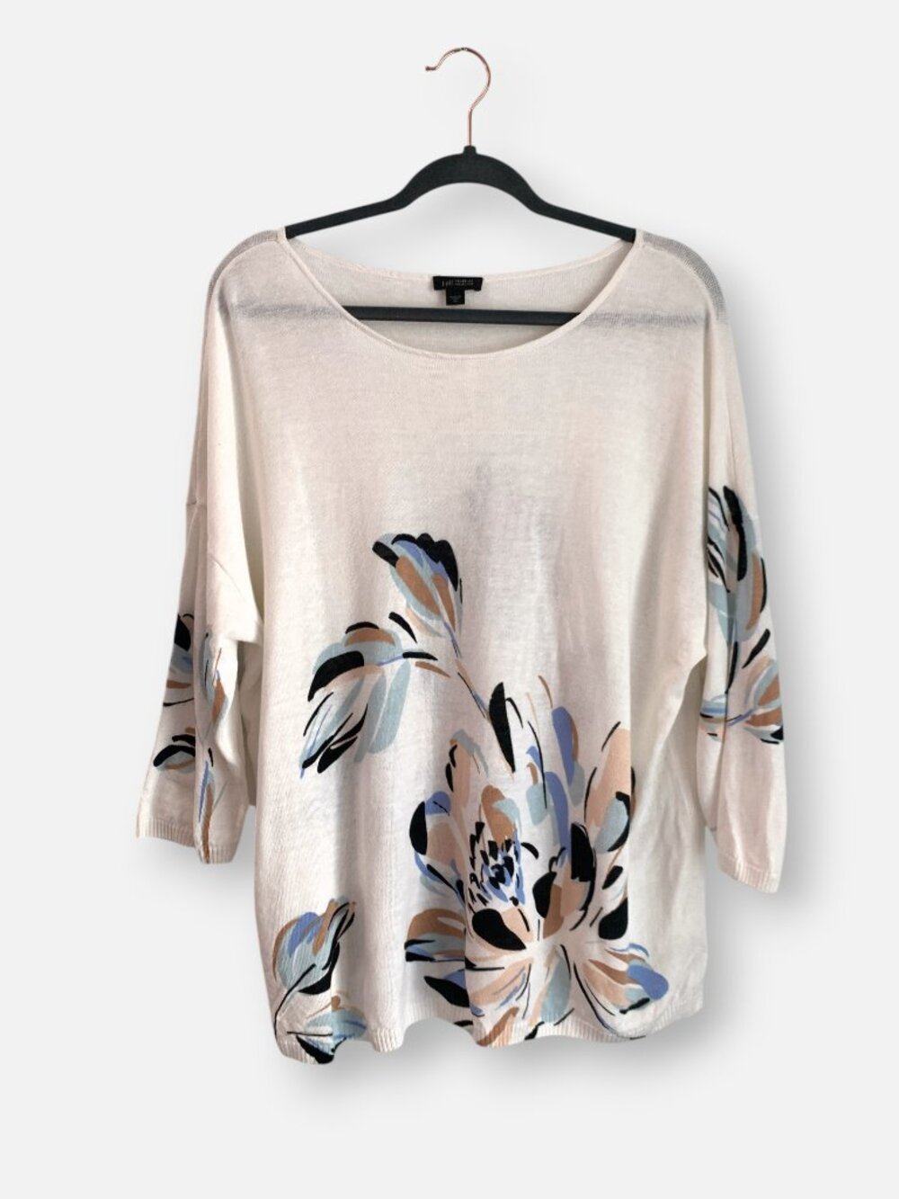 J Jill Wearever Linen Blend Floral Sweater Tunic XL